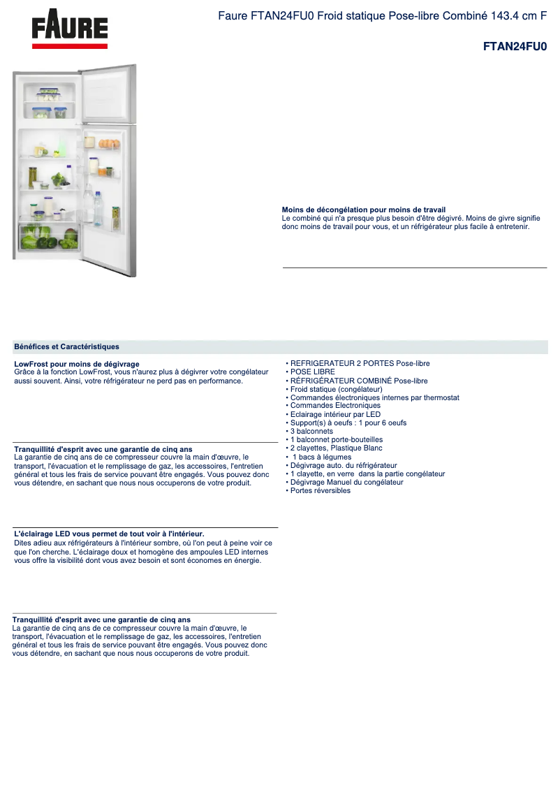 Página nº 1 - Ficha técnica Faure FTAN24FU0