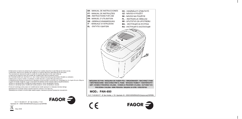 Imagen de la primera página del manual del dispositivo PAN-850