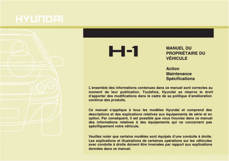 Página 1 del manual Manual de usuario Hyundai H-1 Grand Starex (2013)