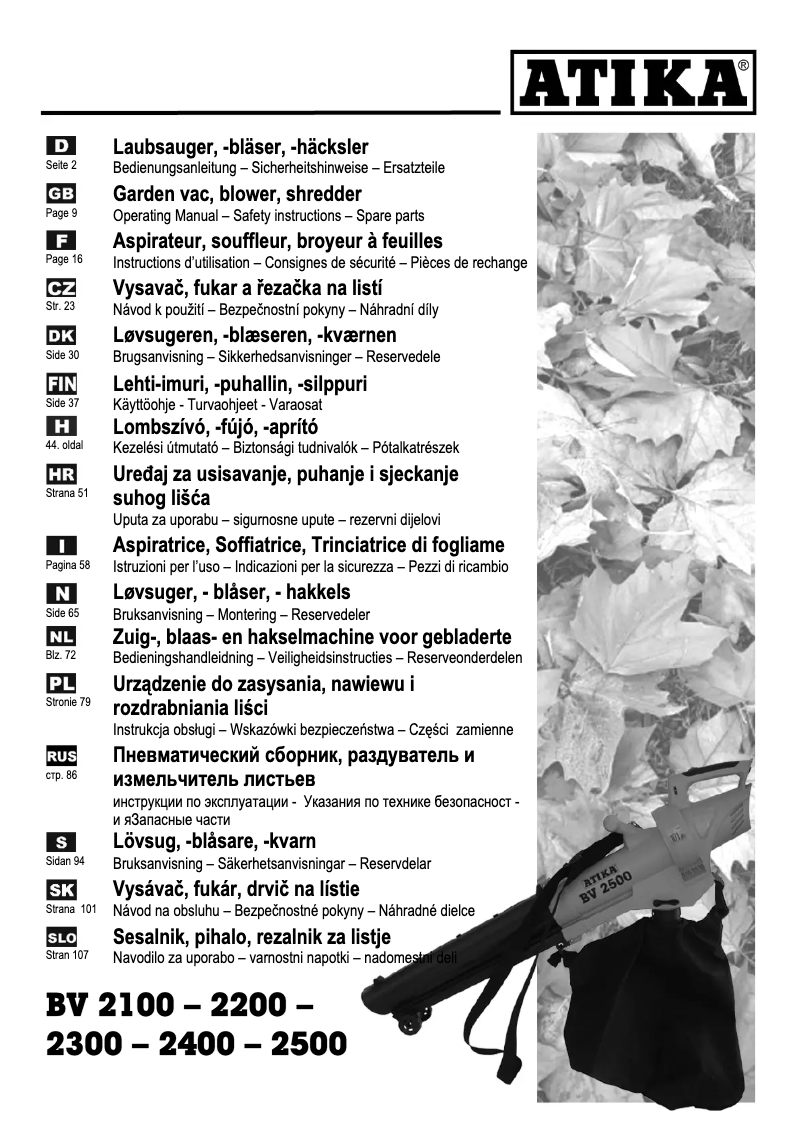 Página 1 del manual Manual de usuario ATIKA BV 2500