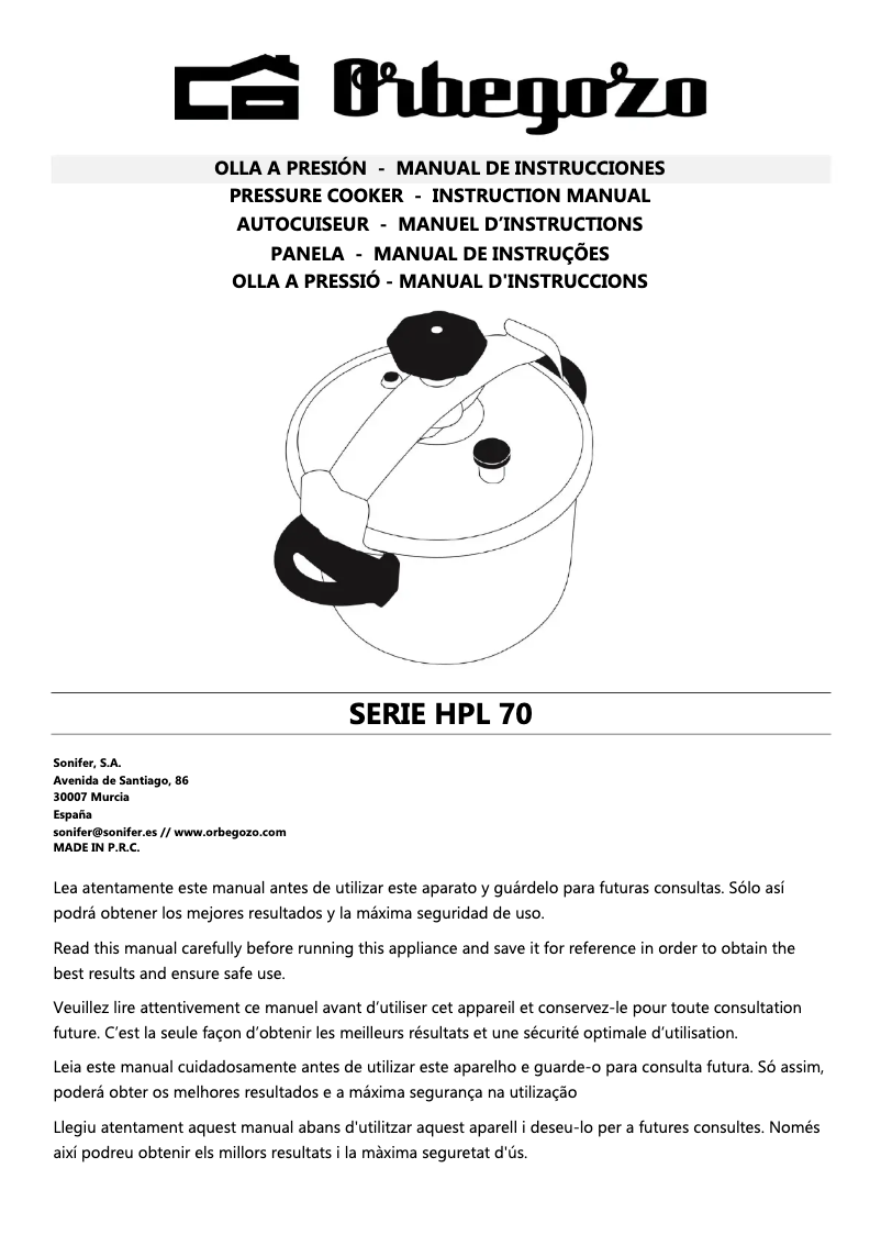 Imagen de la primera página del manual del dispositivo HPL 4070