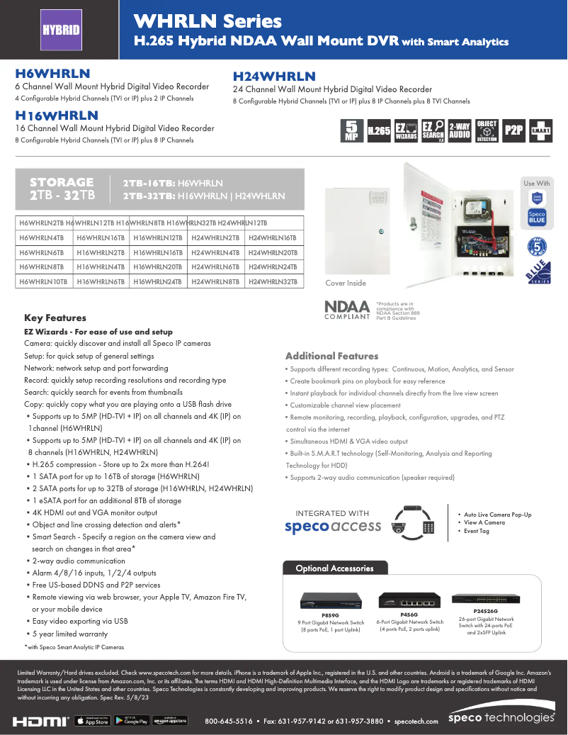 Página nº 1 - Ficha técnica Speco Technologies H6WHRLN