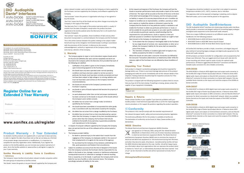 Imagen de la primera página del manual del dispositivo AVN-DIO06