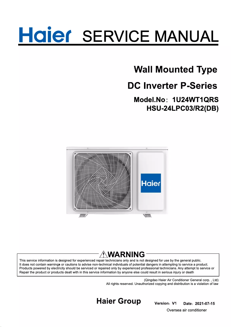 Imagen de la primera página del manual del dispositivo HSU-24LPC03/R2