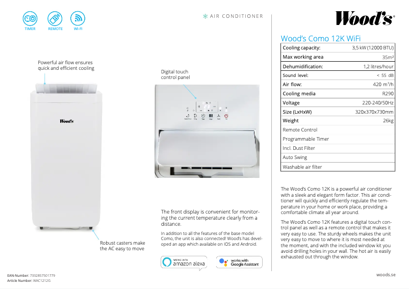 Imagen de la primera página del manual del dispositivo Como 12K WiFi
