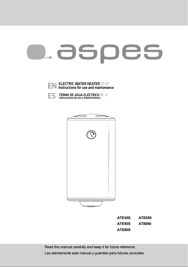 Imagen de la primera página del manual del dispositivo ATE080