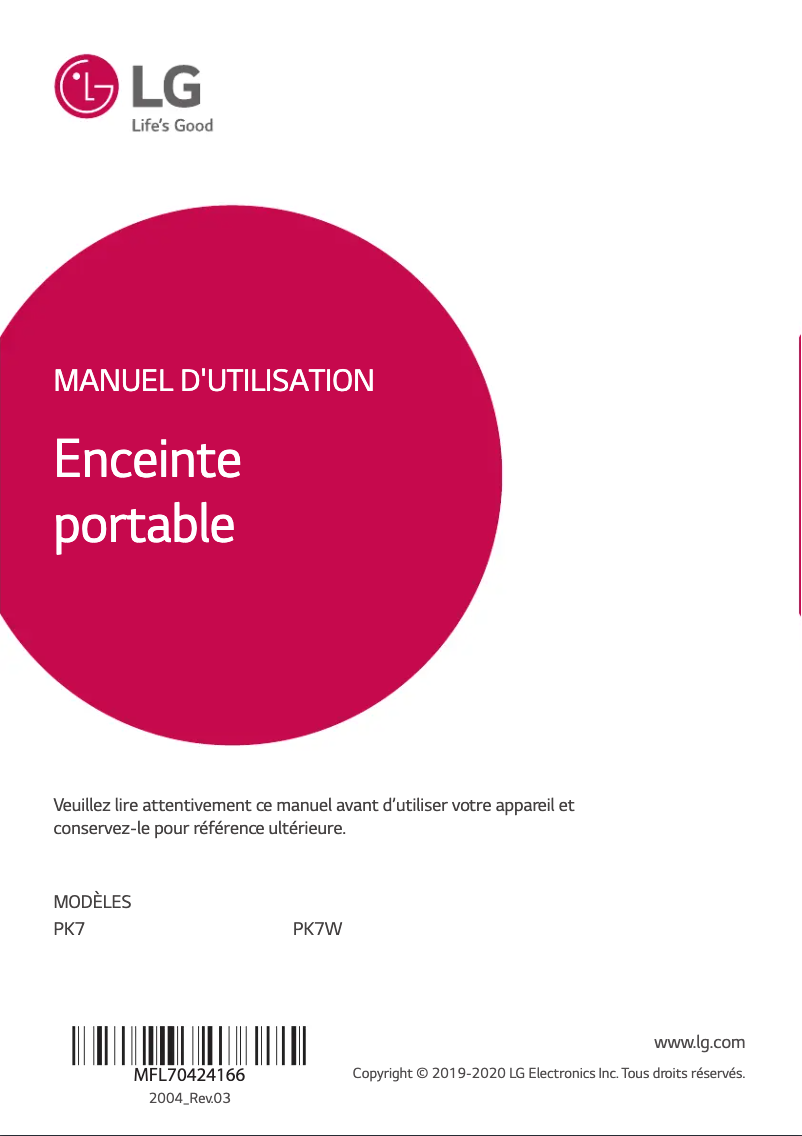 Imagen de la primera página del manual del dispositivo PK7W