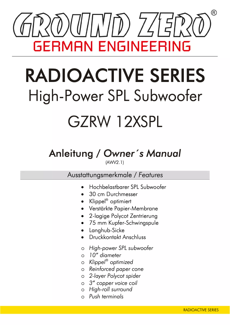 Página 1 del manual Manual de usuario Ground Zero GZRW 12XSPL