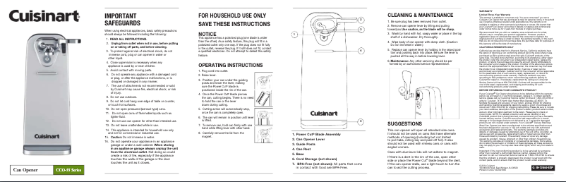 Página 1 del manual Manual de usuario Cuisinart CCO-55