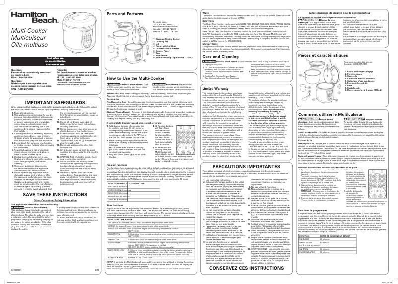 Página 1 del manual Manual de usuario Hamilton Beach 37571