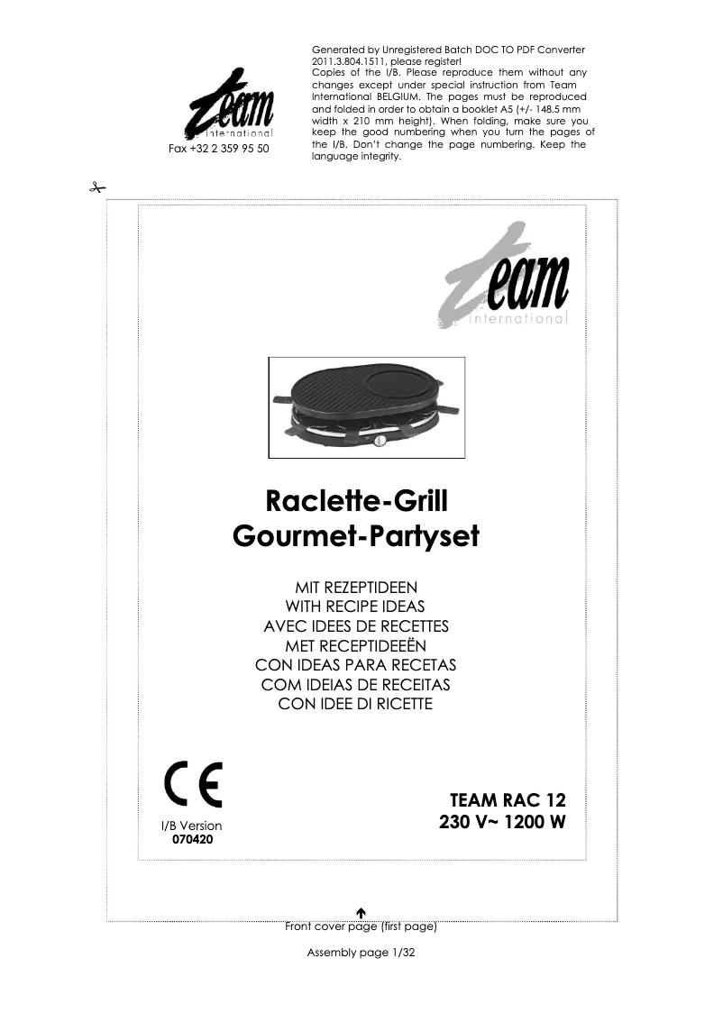 Imagen de la primera página del manual del dispositivo RAC 12