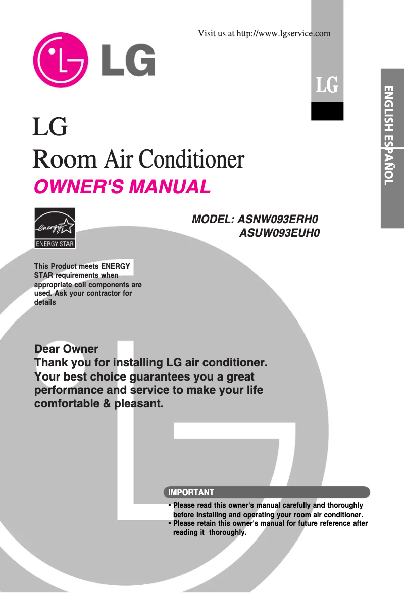Página 1 del manual Manual de usuario LG ASUW093EUH0