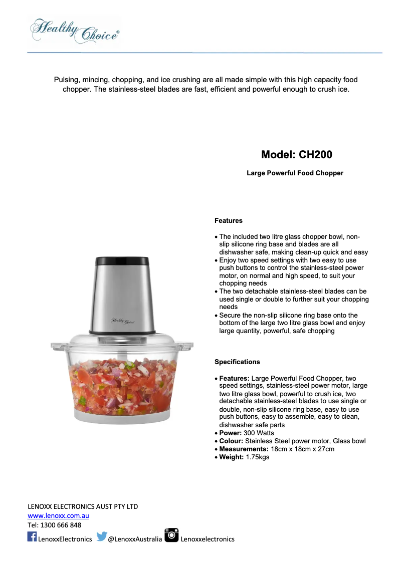 Imagen de la primera página del manual del dispositivo CH200