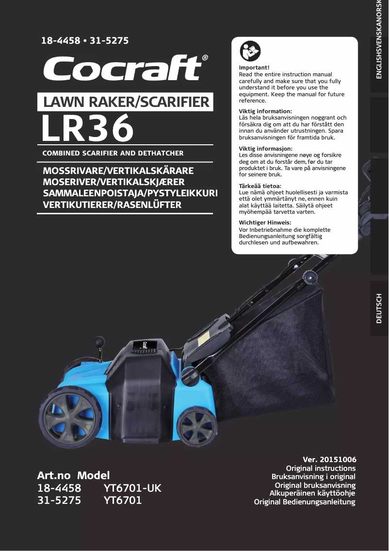 Página 1 del manual Manual de usuario Cocraft LR36