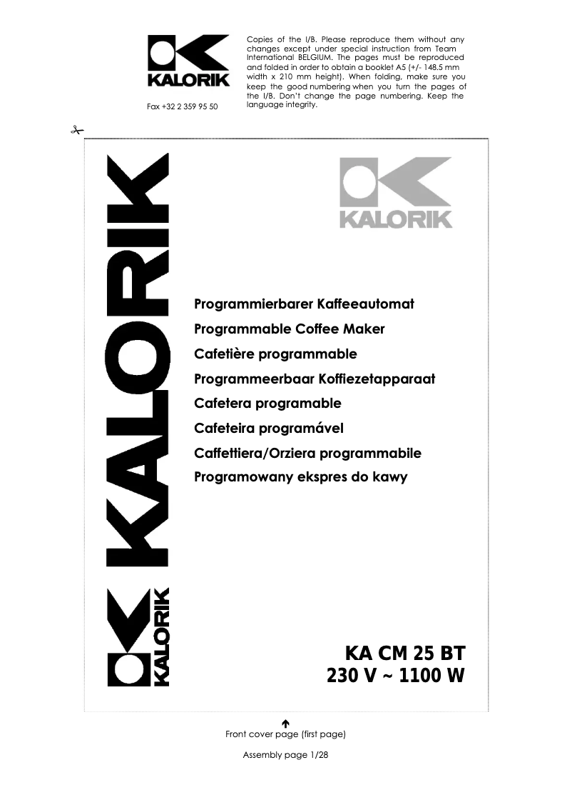 Página 1 del manual Manual de usuario Kalorik KA CM 25 BT
