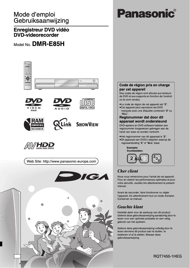 Imagen de la primera página del manual del dispositivo DMR-E85