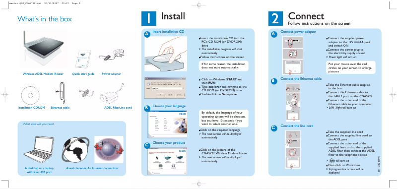 Página 1 del manual Guía de inicio rápido Philips CGA5722