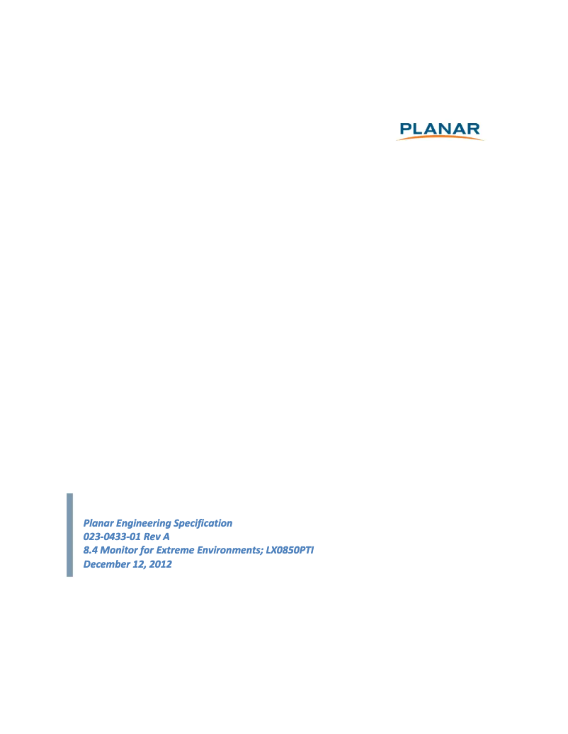 Página 1 del manual Manual de usuario Planar LX0850PTI