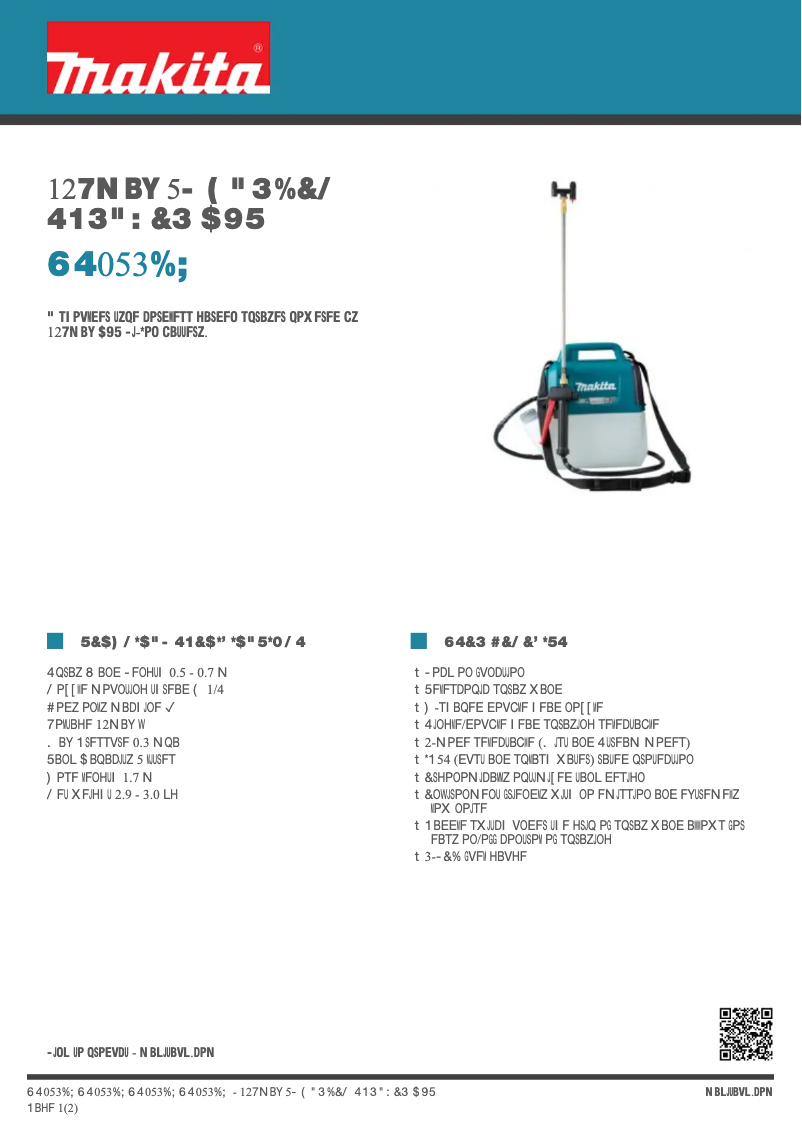 Página 1 del manual Ficha técnica Makita US053DZ
