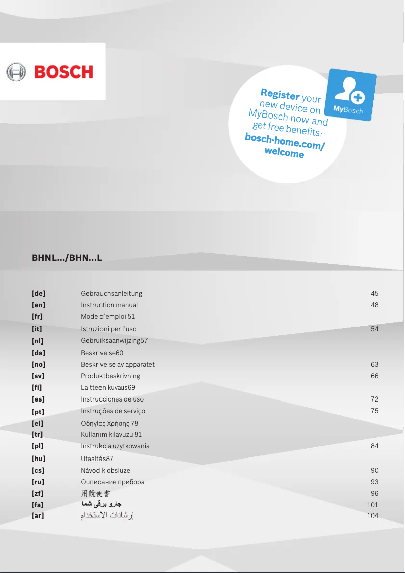Página 1 del manual Manual de usuario Bosch BHN16L