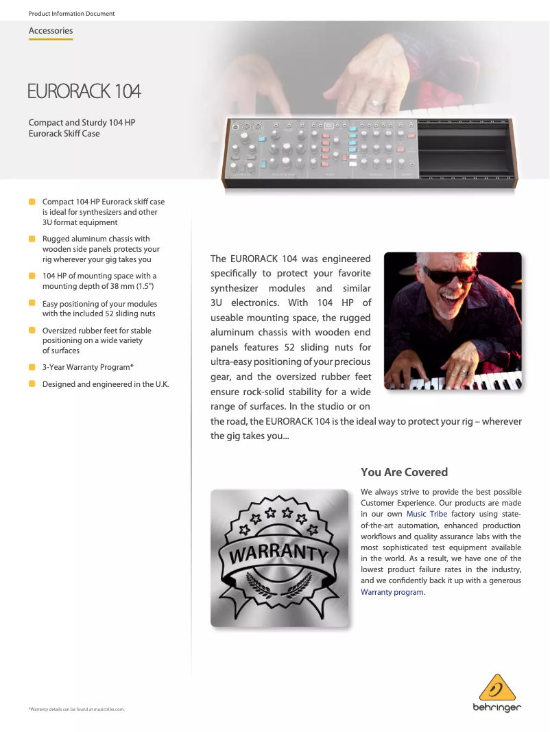 Página 1 del manual Ficha técnica Behringer Eurorack 104