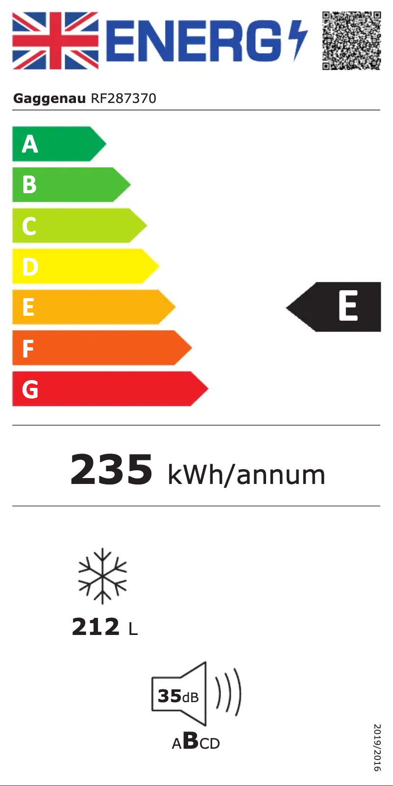 Página 1 del manual Etiqueta energética Gaggenau RF287370