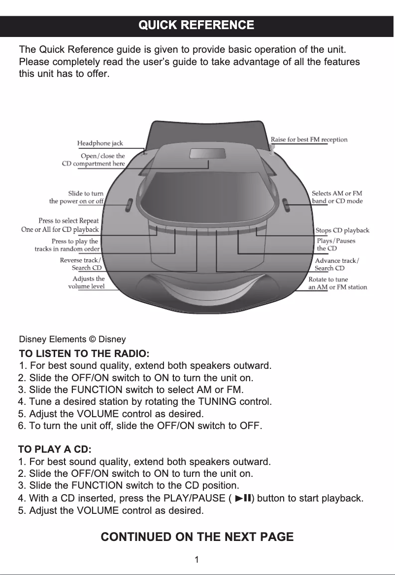 Página nº 1 - Manual de usuario Lexibook RCD100DC