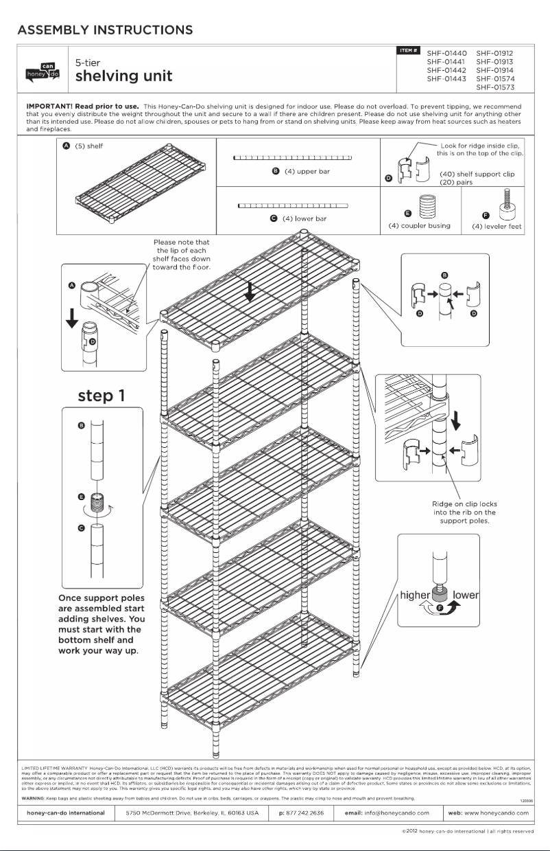 Imagen de la primera página del manual del dispositivo SHF-01441