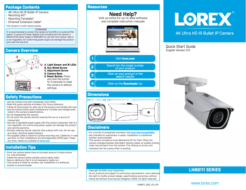 Página nº 1 - Manual de usuario Lorex LNB8111B