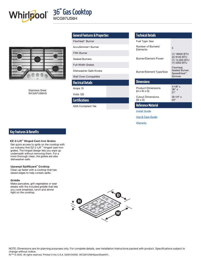 Imagen de la primera página del manual del dispositivo WCG97US6HS