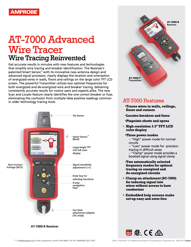 Página 1 del manual Ficha técnica Amprobe AT-7020
