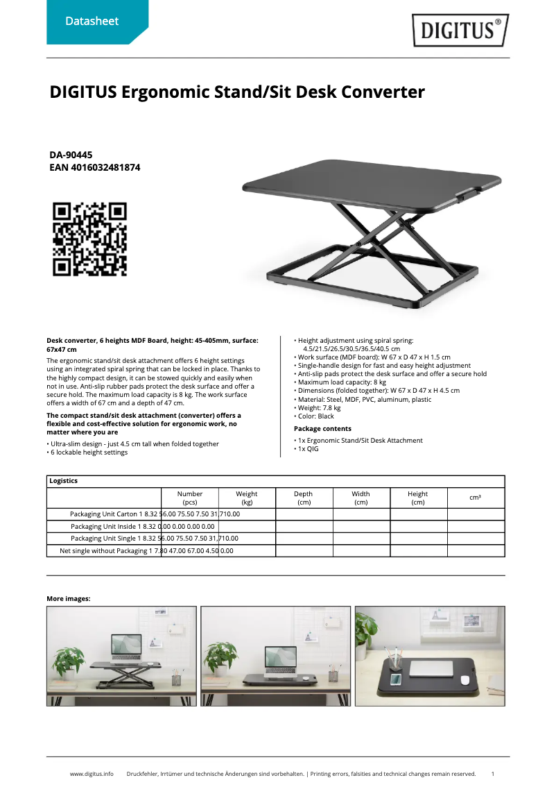 Página 1 del manual Ficha técnica Digitus DA-90445