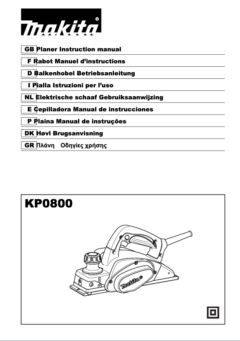 Página 1 del manual Ficha técnica Makita KP0800K