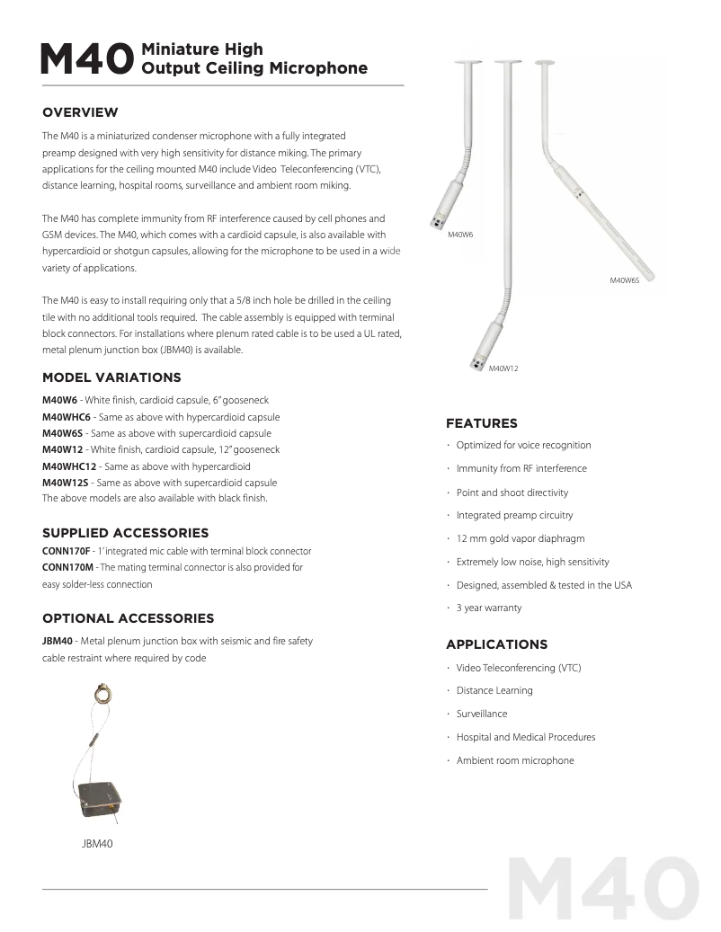 Imagen de la primera página del manual del dispositivo M40