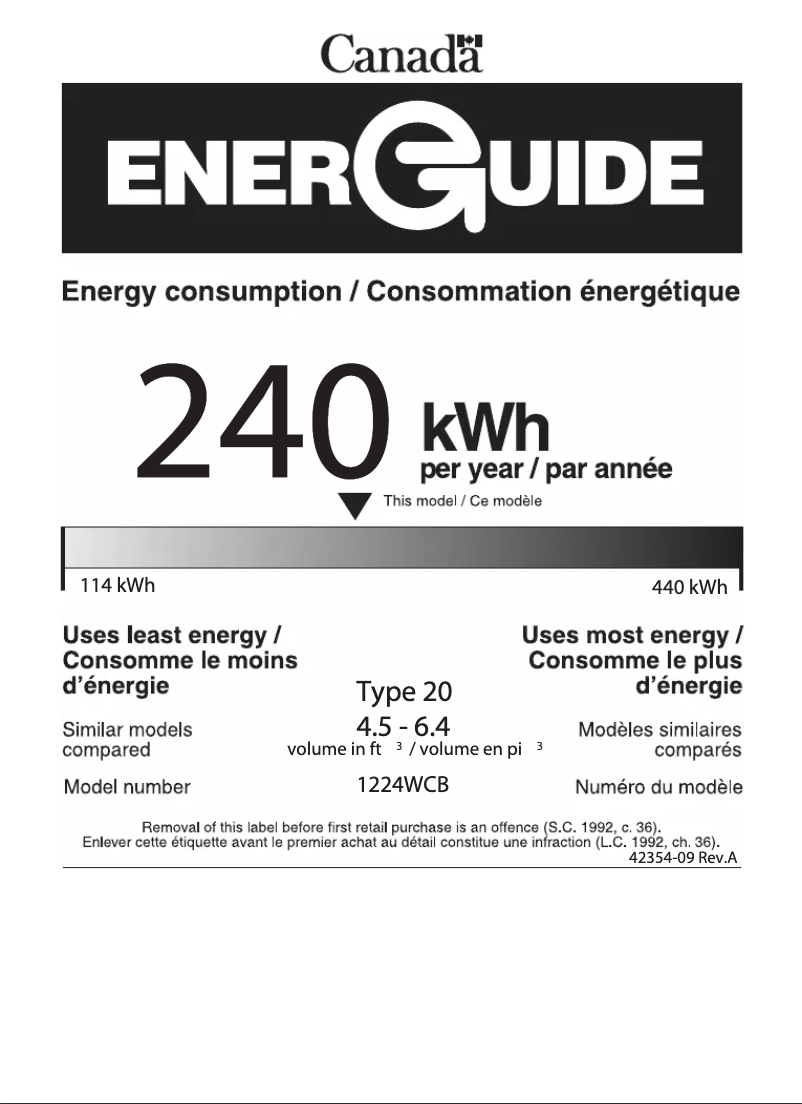 Página 1 del manual Etiqueta energética U-Line U-1224WCS-00B