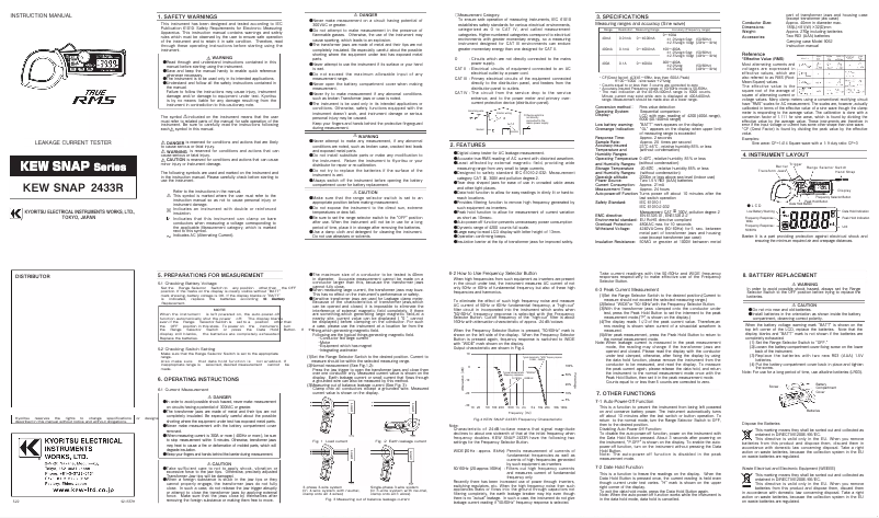 Página 1 del manual Manual de usuario Kyoritsu KEW 2433R