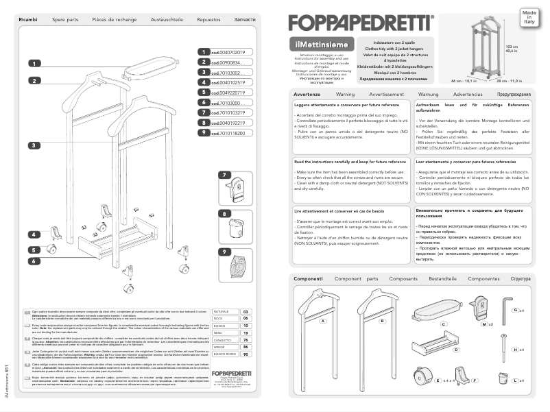 Página 1 del manual Manual de usuario Foppapedretti ilMettinsieme
