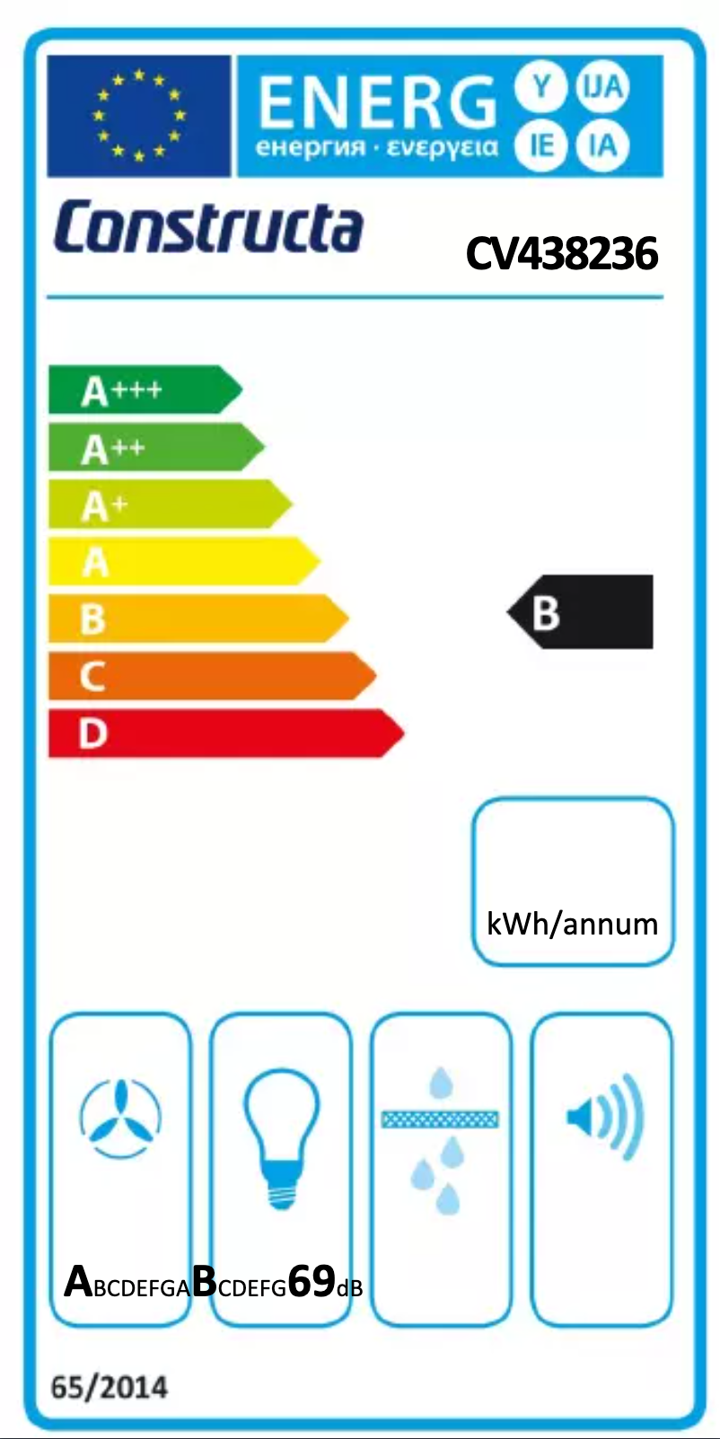 Página 1 del manual Etiqueta energética Constructa CV438236