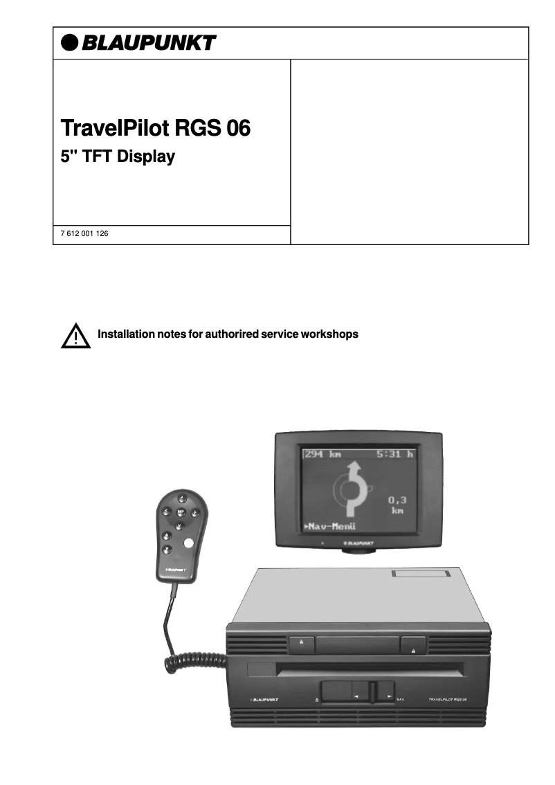 Imagen de la primera página del manual del dispositivo TravelPilot RGS 06