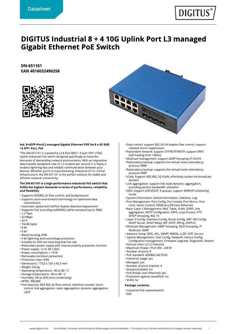 Imagen de la primera página del manual del dispositivo DN-651161