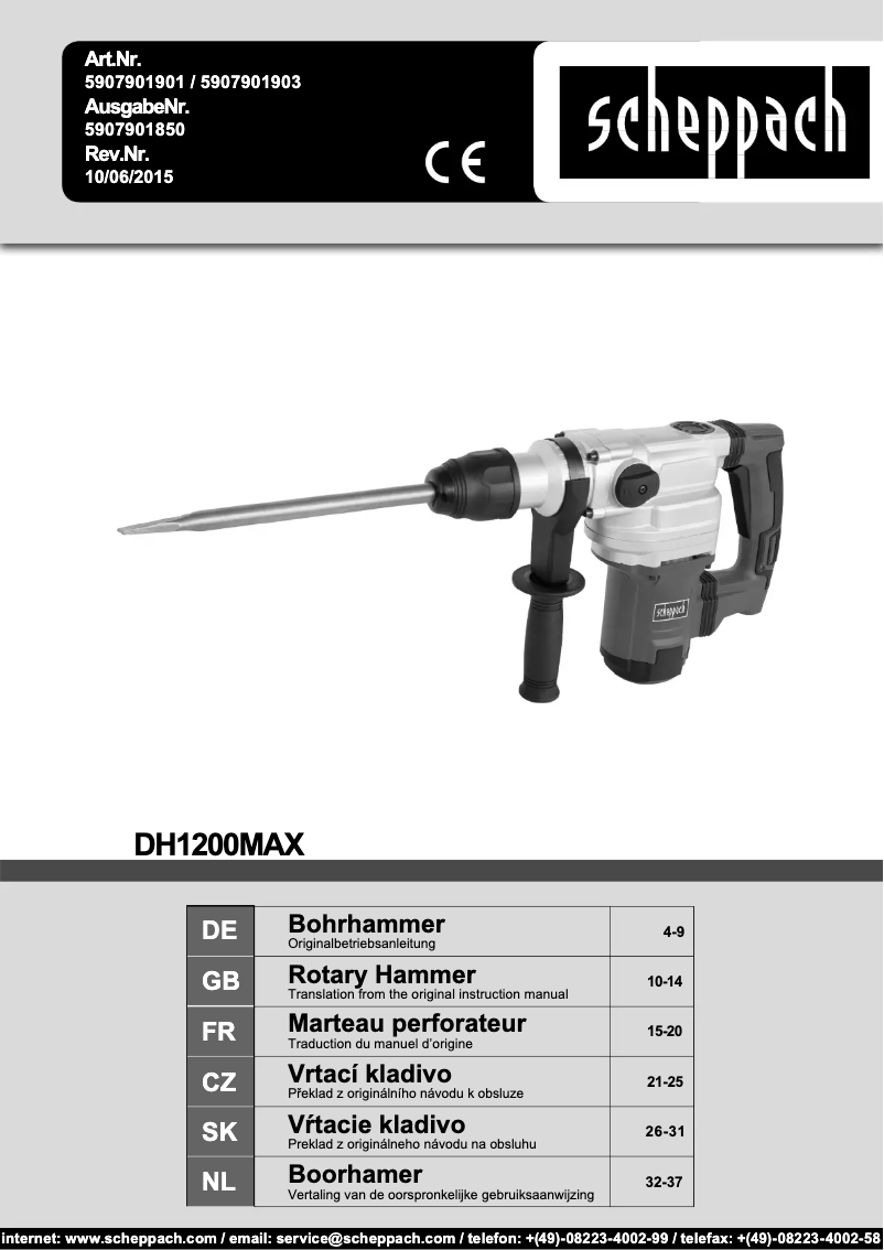 Página 1 del manual Manual de usuario Scheppach DH1200MAX