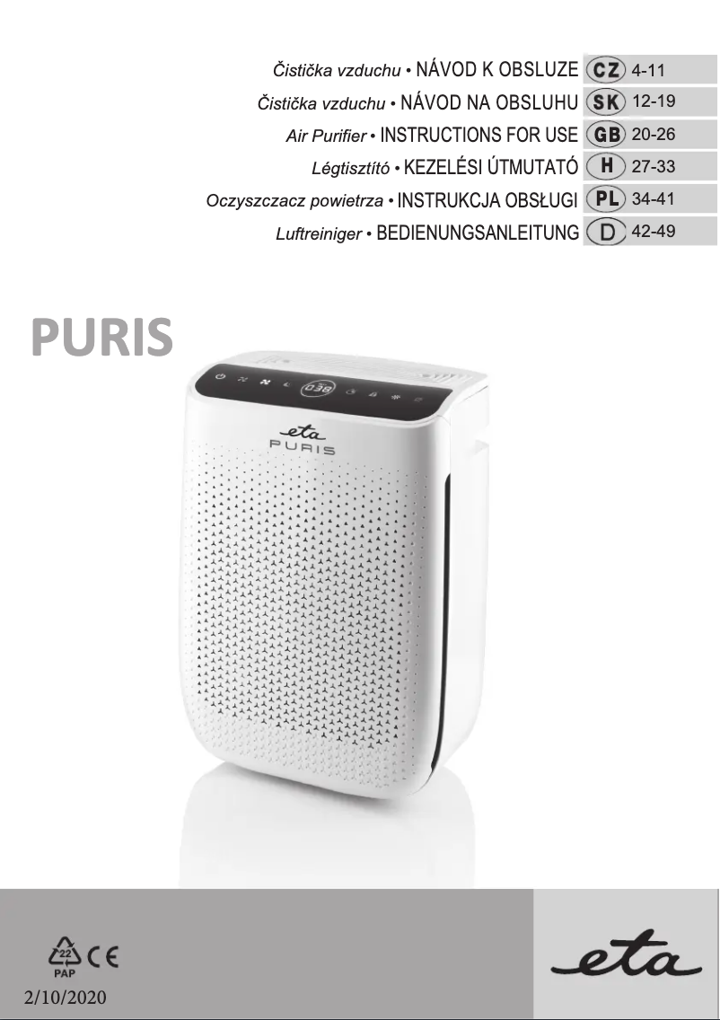 Página 1 del manual Manual de usuario Eta PURIS