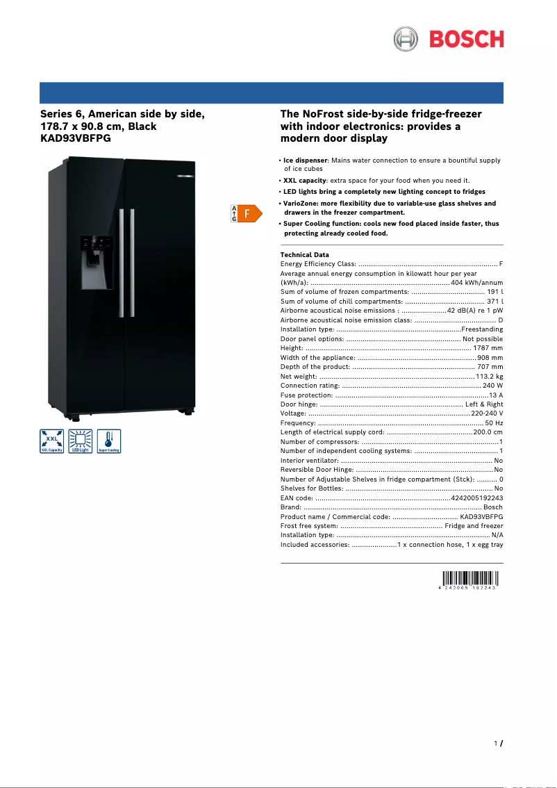 Página nº 1 - Ficha técnica Bosch KAD93VBFPG