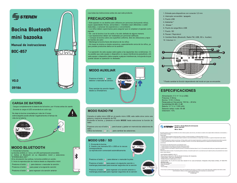 Imagen de la primera página del manual del dispositivo BOC-857