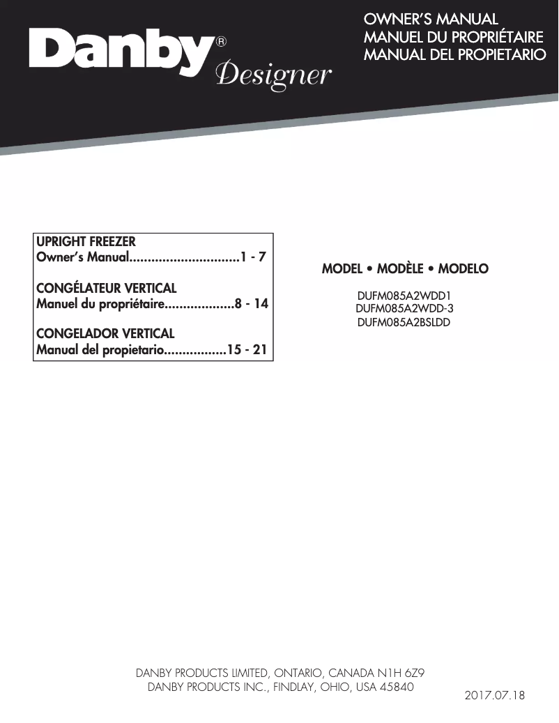 Imagen de la primera página del manual del dispositivo DUFM085A2WDD-3