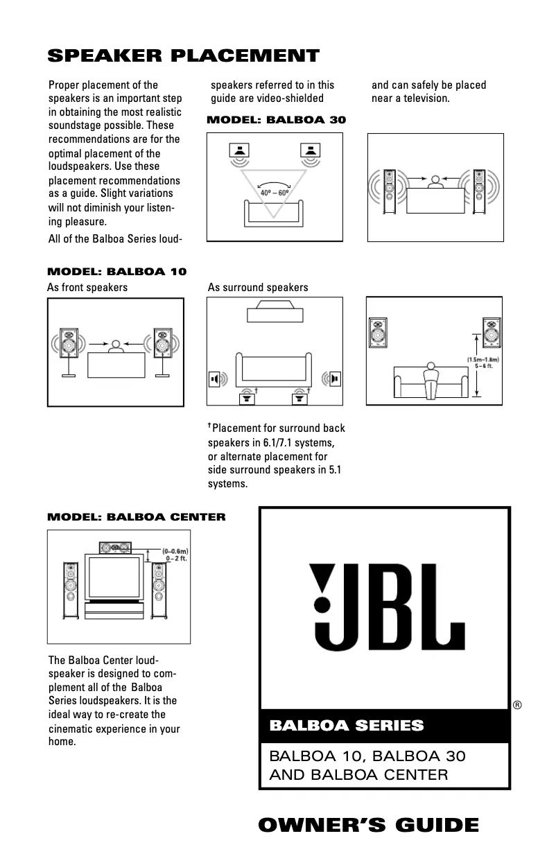 Página 1 del manual Manual de usuario JBL Balboa Center