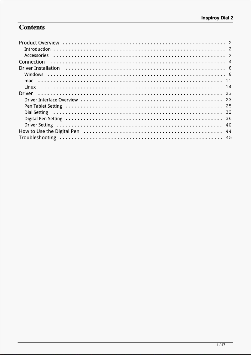 Imagen de la primera página del manual del dispositivo Inspiroy Dial 2