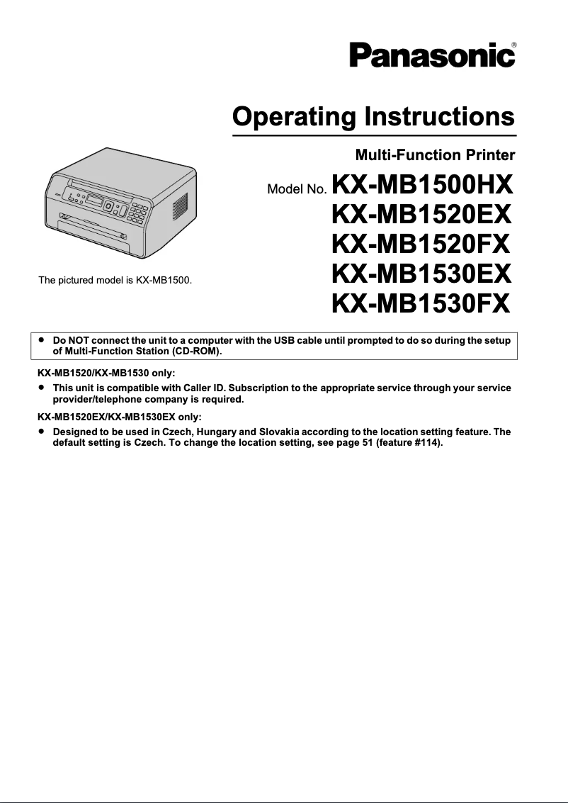 Imagen de la primera página del manual del dispositivo KX-MB1530FX