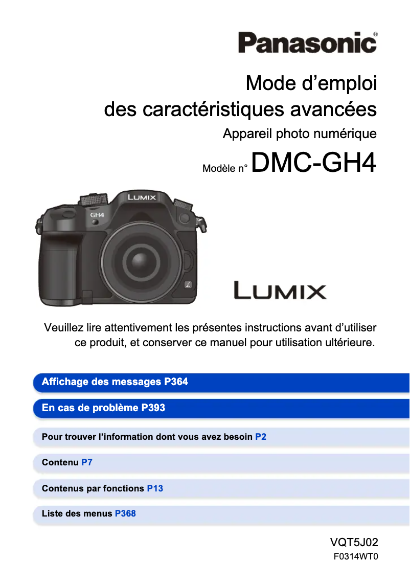 Imagen de la primera página del manual del dispositivo Lumix DMC-GH4