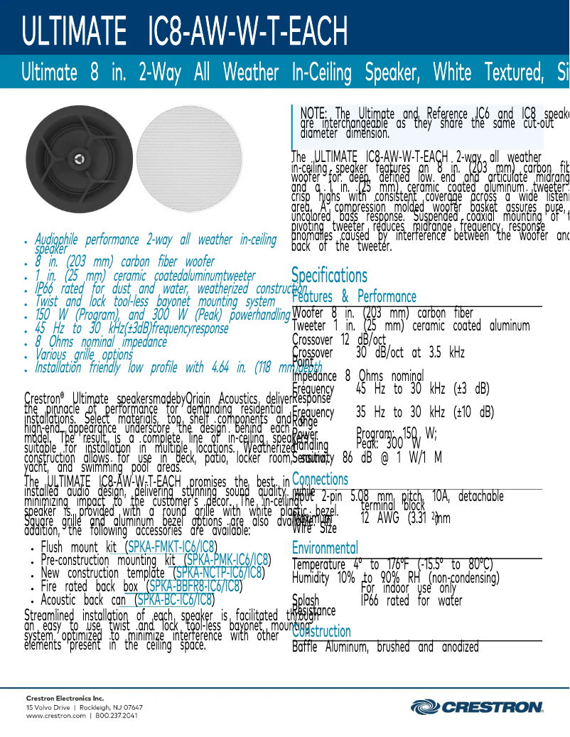 Imagen de la primera página del manual del dispositivo ULTIMATE IC8-AW-W-T-EACH